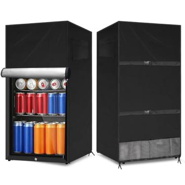 Imagem de COITEK Capa de geladeira externa, mini congelador vertical à prova d'água, capa de proteção para refrigerador de cerveja para bebida para a maioria dos mini freezers compactos cúbicos 3.0 (preto, 58,4