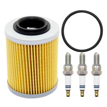 Imagem de Filtro de óleo com anel de vedação e kit de velas de ignição compatível com Sea-Doo Spark 900 2014-2020 Substituir para 420956123 CR8EB