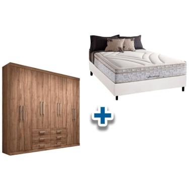 Imagem de Cama Box Casal + Colchão American Herval + Guarda Roupa Master 8.6 Atacama