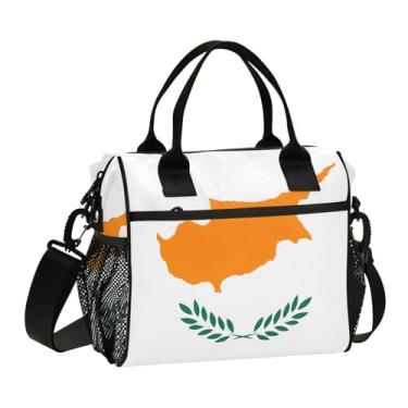 Imagem de ODAWA Lancheira infantil bandeira de Chipre Lancheira pequena de volta às aulas com alça de ombro para meninas, meninos