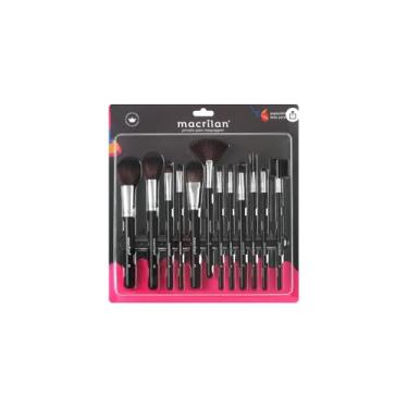 Imagem de Kit com 12 Pincéis de Maquiagem, Cerda de Nylon, Tubo de Alumínio, Cabo de Poliestireno, Tamanho Compacto, 135g