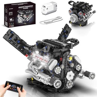 Imagem de Suplanet Engine Building Blocks Sets,V8 Engine Model kit That Runs with LED Light & Motor,Collectible Set for Adults,Car Engine Building Engineering STEM Projects for Kids Boys (715 Pcs)