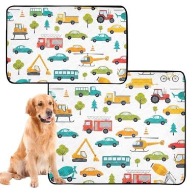 Imagem de Tapetes de xixi laváveis para veículos de desenhos animados coloridos brancos para cães de estimação, reutilizáveis, à prova d'água, cercadinho para cachorros, penico, treinamento, à prova de