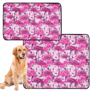 Imagem de Aquarela rosa flamingos flores para animais de estimação laváveis almofadas de xixi para animais de estimação tapete reutilizável à prova d'água tapete de cachorro fofo filhote de filhote absorvente
