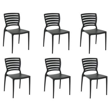 Imagem de Kit 6 Cadeiras Sofia Preta Tramontina Encosto Vazado Horizontal 92237/009