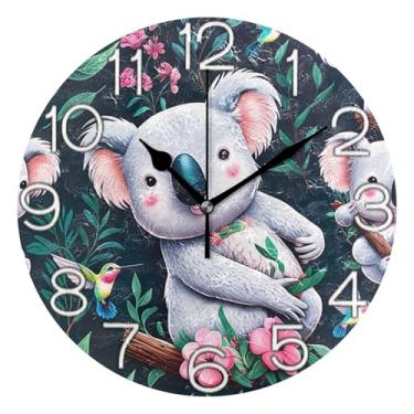 Imagem de GAIGEO Relógio de parede decorativo analógico escritório cozinha relógio estético silencioso sem tique-taque, arte de parede boho, decoração de casa, coalas fofos, animais brancos, 25 cm, ponteiros