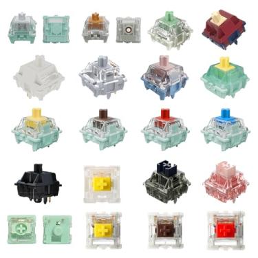 Imagem de Kutethy Testador de 20Interruptores de Teclado Gateron, Incluindo Jade/Oil King/Quinn/Melódico/Smoothie/Pro/Wall V2 LED RGB para Teclado Mecânico