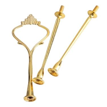 Imagem de GLOGLOW Alça de Suporte para Bolo de Várias Camadas, Liga de Zinco, Encaixe de Coroa de Ouro e Prata, para Produtos de Panificação para Festas de Aniversário e Aniversários (Coroa pequena de ouro de três camadas)