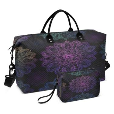 Imagem de CEBUGI Bolsa feminina acolchoada com estampa mandala, grande, bolsa de viagem de fim de semana, bolsas hospitalares para trabalho de parto e parto