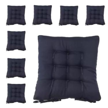 Imagem de Kit com 4 Almofadas Assento Futon Quadrado 40x40cm - Confortáveis, Ideais para Sala, Quarto e Piqueniques (Azul-marinho)