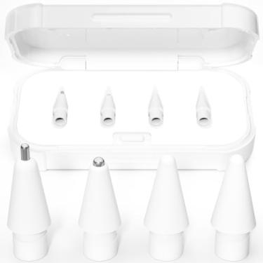 Imagem de AZF Pontas de substituição atualizadas para Apple Pencil Pro/USB-C/2ª geração/pontas de 1ª geração (com caixa de armazenamento), pontas de lápis de substituição de metal mistas resistentes ao desgaste