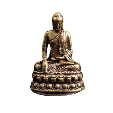 Imagem de FENNYYAR Estatuetas de Buda Sakyamuni de latão miniaturas, 4,5 cm 4,5 cm, ornamento de mesa, decorações de estátuas antigas
