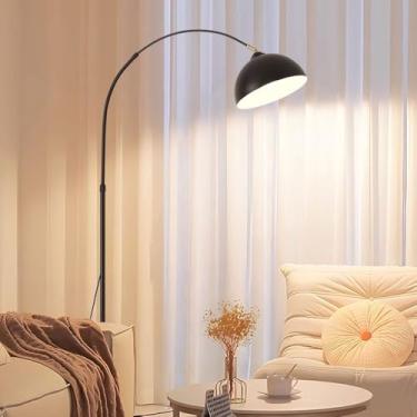 Imagem de Luminária de chão ajustável em 180° com base de mármore e cúpula de ferro – Iluminação industrial moderna para ambientes internos e externos, altura ajustável, lâmpada não inclusa.