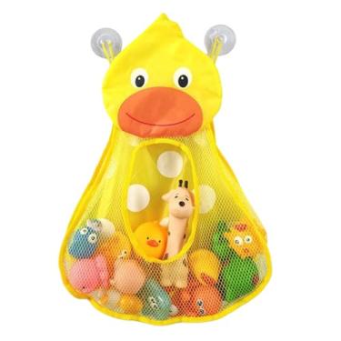 Imagem de 1 bolsa grande de armazenamento de pato de borracha com ventosa – design de malha de poliéster para fácil acesso, ideal para suprimentos de banheiro e presentes de Natal