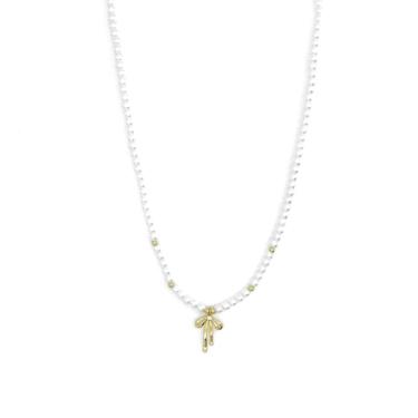 Imagem de Colar feminino banhado a ouro, com pingente de laço de strass, contas de pérola, vintage, zircônia, laço, gargantilha, acessórios de presente de Natal, Large, Metal, Sem Pedra Preciosa