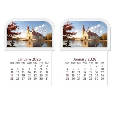 Imagem de Pacote com 2 minicalendários 2026: pequenos calendários mensais adesivos para painel de carro, geladeira, parede, laptop, escritório, caminhão e planejador | designs mensais vibrantes | 8,5 cm x 11,3