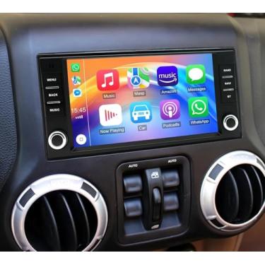 Imagem de Tela CarPlay sem fio de 7 polegadas para carro (2 GB de RAM, 32 GB de ROM) – Android Auto, HD 1080P, navegação GPS, Dashcam – Compatível com Jeep/Dodge/Chrysler 2007-2017 – DSP, controle de volante