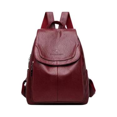 Imagem de Mochila Vintage De Grande Capacidade Em Couro PU Para Mulheres, Bolsa 