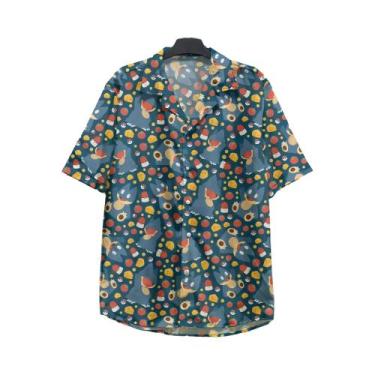 Imagem de Camisas Havaianas Casuais Masculinas Oversize Com Estampa 3D De Desenh