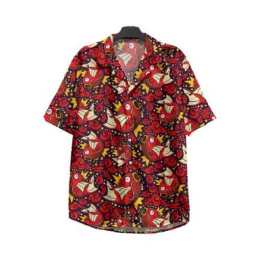 Imagem de Camisas Havaianas Casuais Masculinas Oversize Com Estampa 3D De Desenh