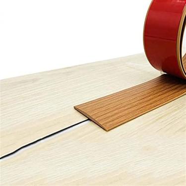 Imagem de Tiras de cobertura de piso de 1 m, tiras de transição de piso, barras de limite, tiras de união de perfil de transição de PVC autoadesivas, tira divisória de porta, divisor de piso adesivo (carvalho