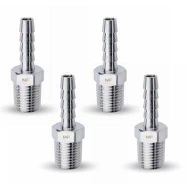 Imagem de MAACFLOW Conector adaptador de mangueira farpada MAACFLOW de aço inoxidável 1/10.2 cm macho NPT para 1/10.2 cm ID de mangueira farpada (pacote com 4)