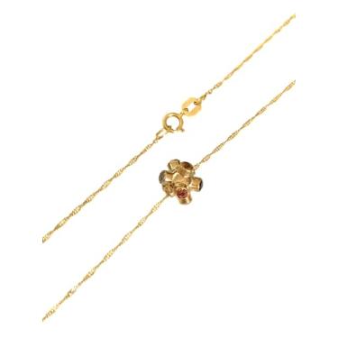 Imagem de Colar Corrente Feminina Singapura C/Pingente Mina Ouro 18k 750 Legítimo C/Estojo