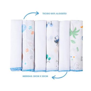 Imagem de Paninho de boca babete 100% algodão - enxoval bebê - papi, MENINO-AZUL