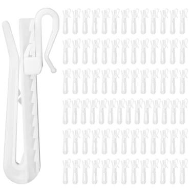 Imagem de Gancho de cortina de plástico com pregas ajustáveis, sistema de catraca de 7,5 cm, gancho de cortina plissado, branco para quartos, salas de estar, banheiros, pátios externos, salas de estudo (80