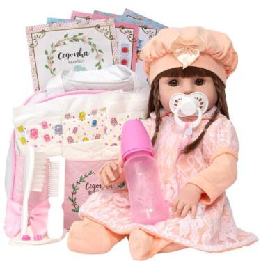 Imagem de Bebe Reborn Princesa Linda Olho Castanho Enxoval Completo - Cegonha Re