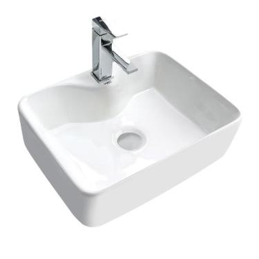 Imagem de Kit Cuba Pia Louça Cerâmica Banheiro C/ Torn Mono e Válv S10 - Smart N