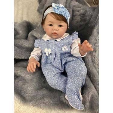 Imagem de Bebe reborn menina original com chupeta corpinho de pano - Mundo Azul 
