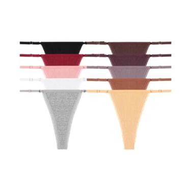 Imagem de Calcinhas De Renda De Algodão Femininas 10PCS Respirável G-String T-Ba