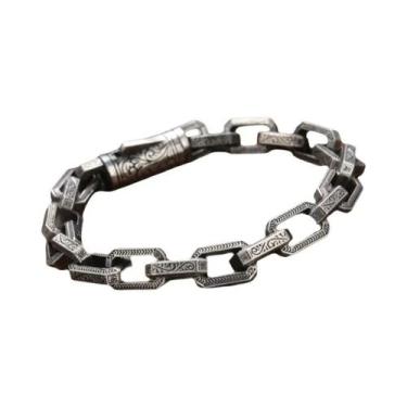 Imagem de Pulseira Masculina Retrô Artesanal Com Padrão De Rattan E Grama, Desig