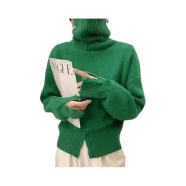 Imagem de Suéter Feminino De Gola Alta Com Manga Longa, Elegante E Casual Para O