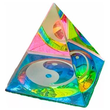 Imagem de Enfeite Vidro Ornamento Pirâmide Cristal Prismatico Ying