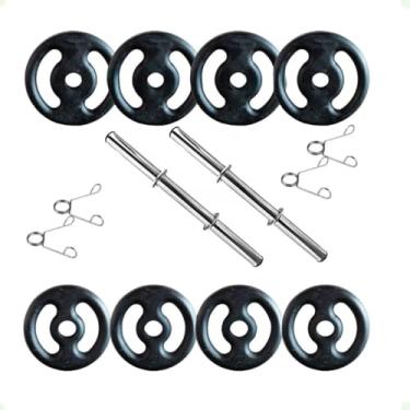 Imagem de Kit com Barras de Halteres e Anilhas de Ferro Fundido - 20 Kg