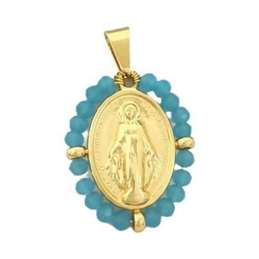 Imagem de Colar Com Pingente De Nossa Senhora Arco-Íris Dourado Para Mulheres, G