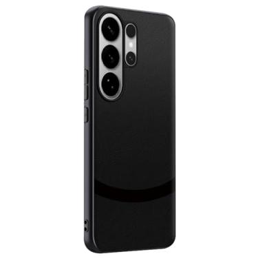 Imagem de LTLMYDAM Capa de couro para Samsung Galaxy S26 Ultra/S26 Plus/S26, capa de proteção contra quedas minimalista e antiderrapante com bloco de cores, preta, S26 Plus