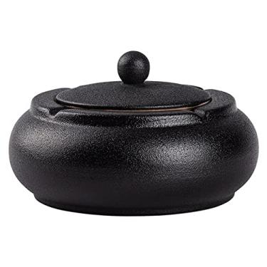 Imagem de Feiyx Cinzeiro de cerâmica com tampas, cinzeiros ao ar livre para cigarros, cinzeiro de charuto pitoresco para decoração de interiores, cinzeiro sem fumaça para mesa, para decoração de escritório