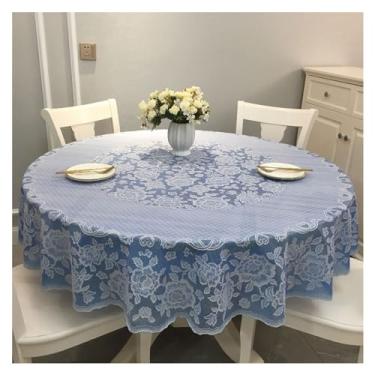 Imagem de Toalha de mesa redonda toalha de mesa de plástico não lavável, toalha de mesa grossa para uso doméstico, simples, grande, redonda, tapete de mesa (A,180 cm)