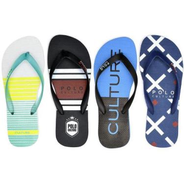 Imagem de Kit 4 Pares de Chinelos Polo Culture Super Oferta Barato, Branco, 39