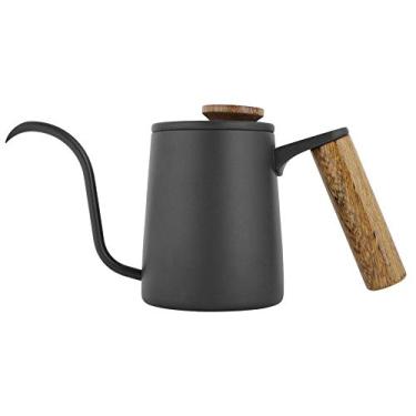 Imagem de Pote de café de gotejamento, pote de café de gotejamento de aço inoxidável de 350 ml com alça longa bico de pescoço de ganso chaleira para todos os tipos de decoração (preto)