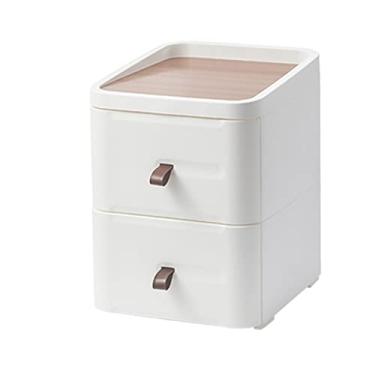 Imagem de Mesa de cabeceira branca com várias gavetas para sala de estar, sofá, mesa lateral, móveis, bandeja oculta embutida, mesa pequena (A)