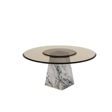 Imagem de Mesa de jantar redonda de mármore nórdico, mesa de jantar de vidro, mesa de jantar redonda simples, mesa de jantar, mesa de jantar para festa em casa, mesa de cozinha moderna