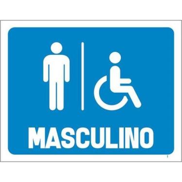 Imagem de Kit 5 Placas ul Banheiro Masculino 36X46 - Sinalizo