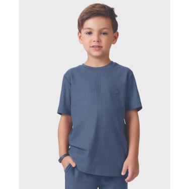 Imagem de Camiseta Aurora verão infantil básica charmosa fresquinha - Marrom e Jeans - Menino 1 a 3 anos-Masculino