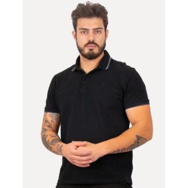Imagem de Polo Dudalina Masculina Piquet Gola Frisos Degrade Preta-Masculino