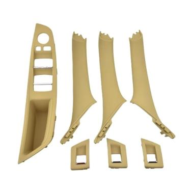 Imagem de Compatível com bmw série 5 f10 f18 520i 525i 528i 530 51417225851 4/7 pçs interior do carro maçaneta da porta painel puxar guarnição capa(Beige 7pcs)