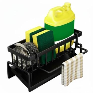 Imagem de Organizador De Pia Multifuncional Porta Detergente Esponja - 2W, Preto